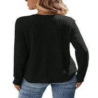Ženska majica čipkasti špakni pulover kraljevskog vrata Jumper TOP COMFY TUNIC BLUSE RADNI CRNI S