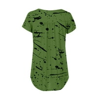 Bazyrey Žene vrhovi ženske modne ležerne tipke sa majicama sa dugmetom na kratkim rukavima TOP zeleni