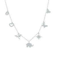 Ijewelry Sterling Silver Clear CZ Lucky Charms Postavi ogrlica lanca privjeda 18 ''