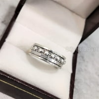 Perled Srebrni spinner, ring, srebrni prsten, predenje, dva tona prstena, fidget prsten, ručno rađeni