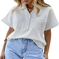 Luxplum žene vrhovi bluza s kratkim rukavima majice majice lagana tunika majica za odmor plava 2xl