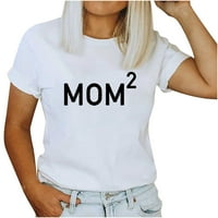 Ženske mame mama kvadrata majku dve smiješne majice Twin Rođenje mame