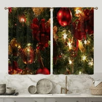 Yipa kuhinjske zavjese crvena prozora za zavjese Valance Poluista kratki panel dekor božićno drvce za