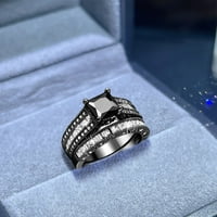 SIMU nehrđajući čelični prstenovi za muškarce Žene Square Crna Bijela boja Kubični cirkonij Bridal Rhinestone