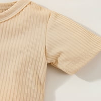 Izhansean Ljeto novorođenčad dječak djevojka rebrasta odjeća kratki rukav majica na vrhu + kratke hlače