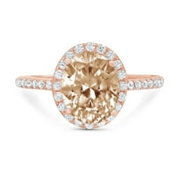 2.27ct ovalni rez šampanjac simulirani dijamant 18k ruža zlatna godišnjica Angažmane prstene veličine