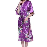 Obloge za žene Žene Kupaonice Pauna Kimono duga haljina haljina japanska haljina rube purple xl, ac1922
