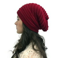Muškarci Žene Zimska lepršavo kukičana vuna pletene kape crvene boje