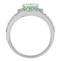 2.78CT Ovalni rez zeleni simulirani dijamant 14k Bijelo zlato ugraviranje Izjava bridalna godišnjica