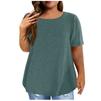 Elneeeya Udobna majica pulover za žene Casual Slim Ljetni vrhovi Casual Fashion Majice za žene Green