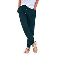 USMIXI Clearsance jogger hlače za žene casual pantalone za žene pamučne posteljine elastične strukske