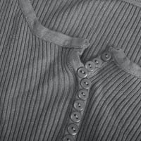Zodggu Henley vrat Dugme Dugi rukavi Pleteni kratki džemperi za žensku košulju za dno modne dame Dukseri