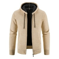 Muški zimski džemper sa kapuljačom prevelizirani fit solid boja zip up kaputi s dugim rukavima sa džepom udobne kašmire zadebljanje kaki xxxxl