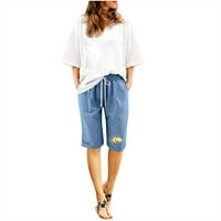 Ženske kratke hlače modna casual labava udobna grafika visoki struk sa džepovima za crtanje široke noge