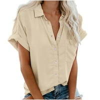 Ženska ravnica dolje majica rever ovratnik kratki rukav bluze ljetni vrhovi Dreske casual labave fit
