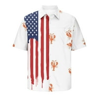 Dugme Down Majica za muškarce Opušteno Fit Havajska USA Zastava Grafički print kratkih rukava Ogrlica