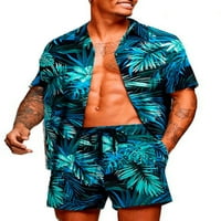 Yilvust Muška košulja na Havajima cvjetna košulja odijela modna gumba dolje reverl bluza s kratkim rukavima
