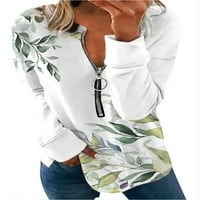 Ženska cvjetna print majica Pola zip izrez dugih rukava s dugim rukavima