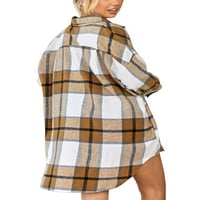 Voguele Dame Tops Dugme dolje majica Rever izrez bluza Jesen Cardigan Woolen Tuc Majica Brown XXL