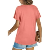Ženski ljetni usjev dugi gornji ženski, casual solid boja upletena posada izrez na majicu