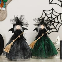 Halloween Witch sa crnim šeširom, veol Halloween Dekoracija, lutka vještica sa paukovom veb suknjom,