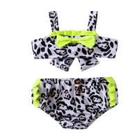 Djevojka Leopard Bathing Set Bowknot Bikini vrhovi + patchwork plivajuće gaćice