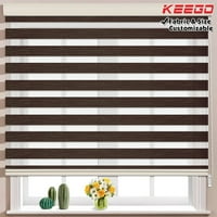 Keego dual sloj prozora za hlad svjetlo filtriranje bijeli Valance Zebra slijepa boja boja i veličina prilagodljiva smeđa 50.5 W 56.0 H