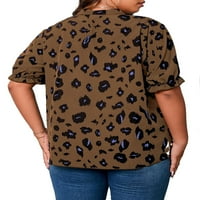 Žene plus bluze Ležerne prilike salvarim začepljene bluze Mocha Brown 3xl