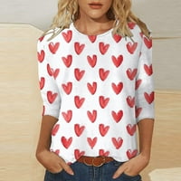 Juebong Žene Plaid Love Heart GRAFIC BLOUSE majica Sretan Valentinovo pulover vrhove dugih rukava, bijele