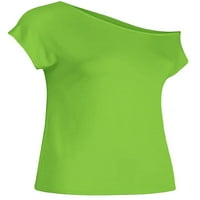 Haite Women majica Oblique vrat Ljetni vrhovi kratki rukav majica Dnevni odjeća TEE Rad pune boje Tunička