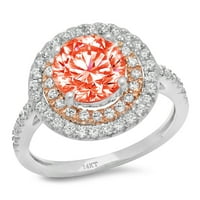 2.47ct okrugli rez Crveni simulirani dijamant 18k bijeli ružin zlato gravirajući egraviranje godišnjice