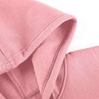 Ružičaste dukseve za žene Zip up vrat s kapuljačom dugih rukava modne dukseve čvrste odjeće sa džepom