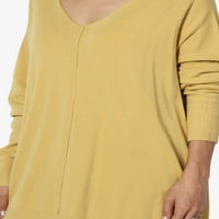 Themogan ženski XS ~ šav fronk V izrez odjeća Dye Soft pleteni bok niski džemper