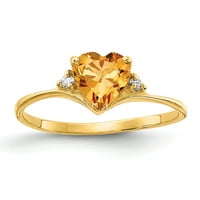 Čvrsti 14K žuti zlatni citrinski žuti studeni Gemstone Diamond Angažova