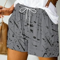 Penskeiy ženske tiskane casual labavi džepovi kratke hlače za staklene hlače L siva na klirensu