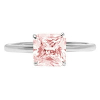 2.5ct Asscher rezan ružičasti simulirani dijamant 14k bijeli zlatni godišnjica za angažman prsten veličine