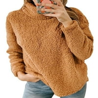WRCNOTE DAMIES Fuzzy Fleece Turtleneck Majica Loot Fit Jesenski dugi rukav pulover Pulone kofer CAMEL