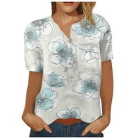 Košulje za žensku modnu štampanu uzorku na modnom tiskanu uzorak niz džep prsa s kratkim rukavima s