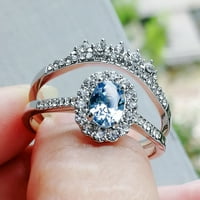 CPTFADH prstenovi za žene dame modni srebrni ovalni jezero plavi cirkon zvona dijamantni prijedlog parnog