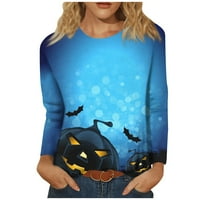 Strungten ženski modni casual dugih rukava Halloween Print okrugli vrat Pulover Top bluza Ljetni vrhovi