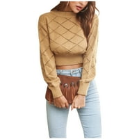 Xinqinghao džemperi Ženski pleteni kratki džemper sa dugim rukavima Loose pulover Zimski džemperi Najbolji