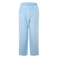 Zlekejiko All- hlače Ženska labava posteljina povremena ravna plus čvrsta boja plus veličine pantalone