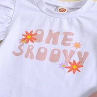 Qinghua Toddler Baby Girls Rođendan Outfit One dvije tri četverostruke majice Cvjetni dno hlača Traka