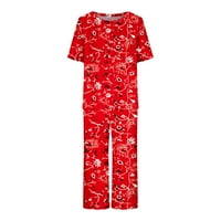 Moxiu ženske pidžame setovi hlače Capri ljetni ženski tisak kratkih rukava za spavanje s kratkim rukavima