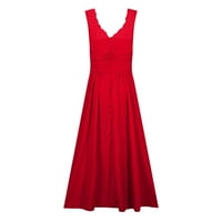 Haljina FESFESFES za žene Spring Solid bez rukava V-Nevk Split Casual Class Pachwork haljina Ženska