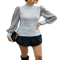 Allshope Women pletenje, majica s dugim rukavima Turtleneck Shiny Shined Fall Streetwear za casual svakodnevno