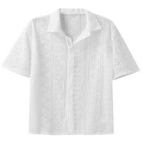 Arvbitana Muška ljetna casual majica s pola rukava Gumb Geometrijski uzorak Mrežna majica Labavi fit
