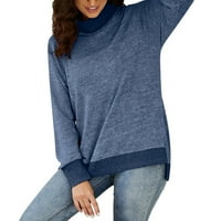 Prevelike majice za žene Solid Boja O-izrez dugih rukava jesen zima visoki labavi vrhovi vježba dnevnica