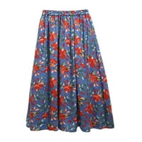 Glookwis dame a-line boho cvjetne suknje casual havajske midi suknje Flowy Pleated Polka Dot ruffle
