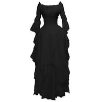 PXiakgy ženska visoka haljina na lisnato rukava s ramena rubu za žene haljina crna xxl